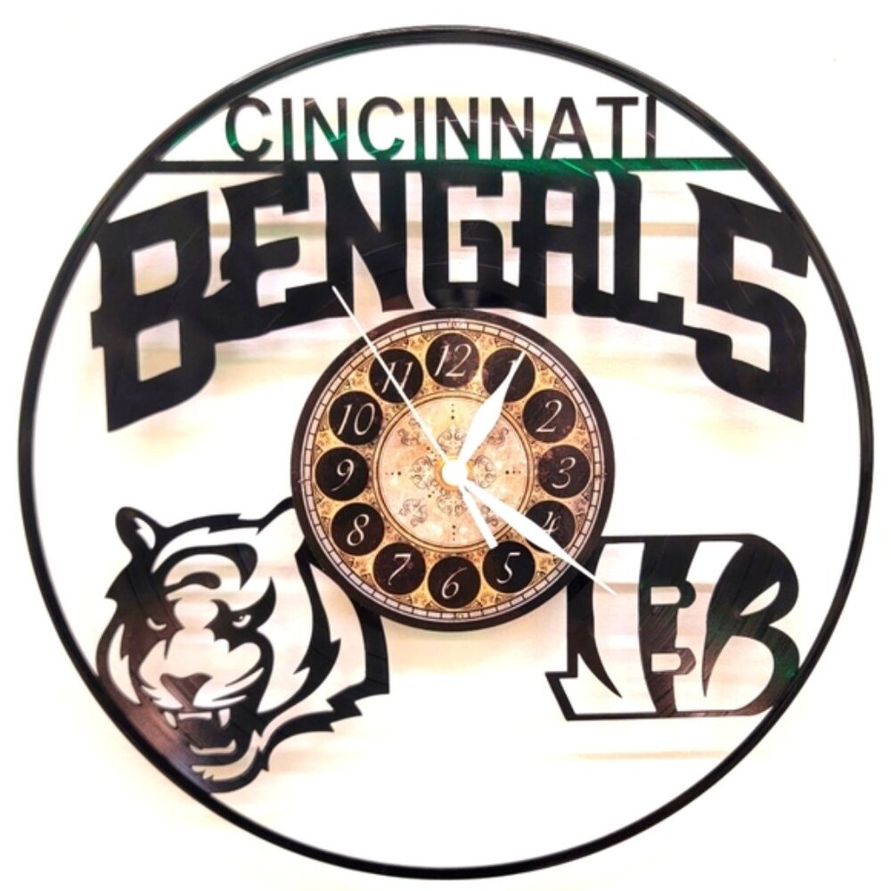 CINCINATI BENGALS vinyl record clock